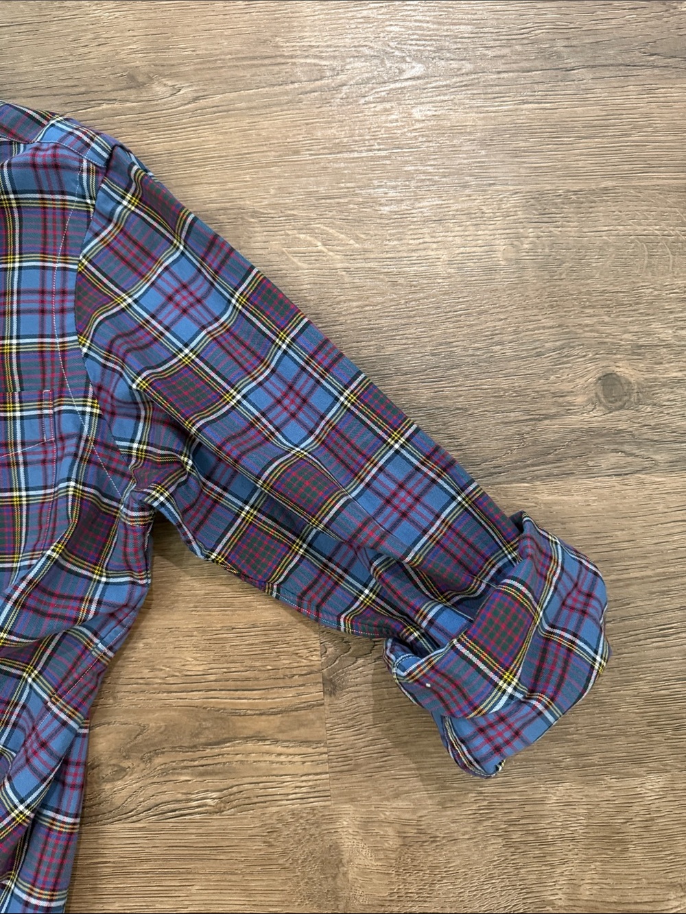 Ralph Lauren Ruffled collar Plaid Button-Down Shirt Blue and Red Size Medium - Picture 5 of 8